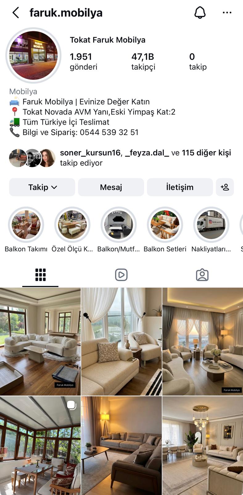 Faruk Mobilya Instagram